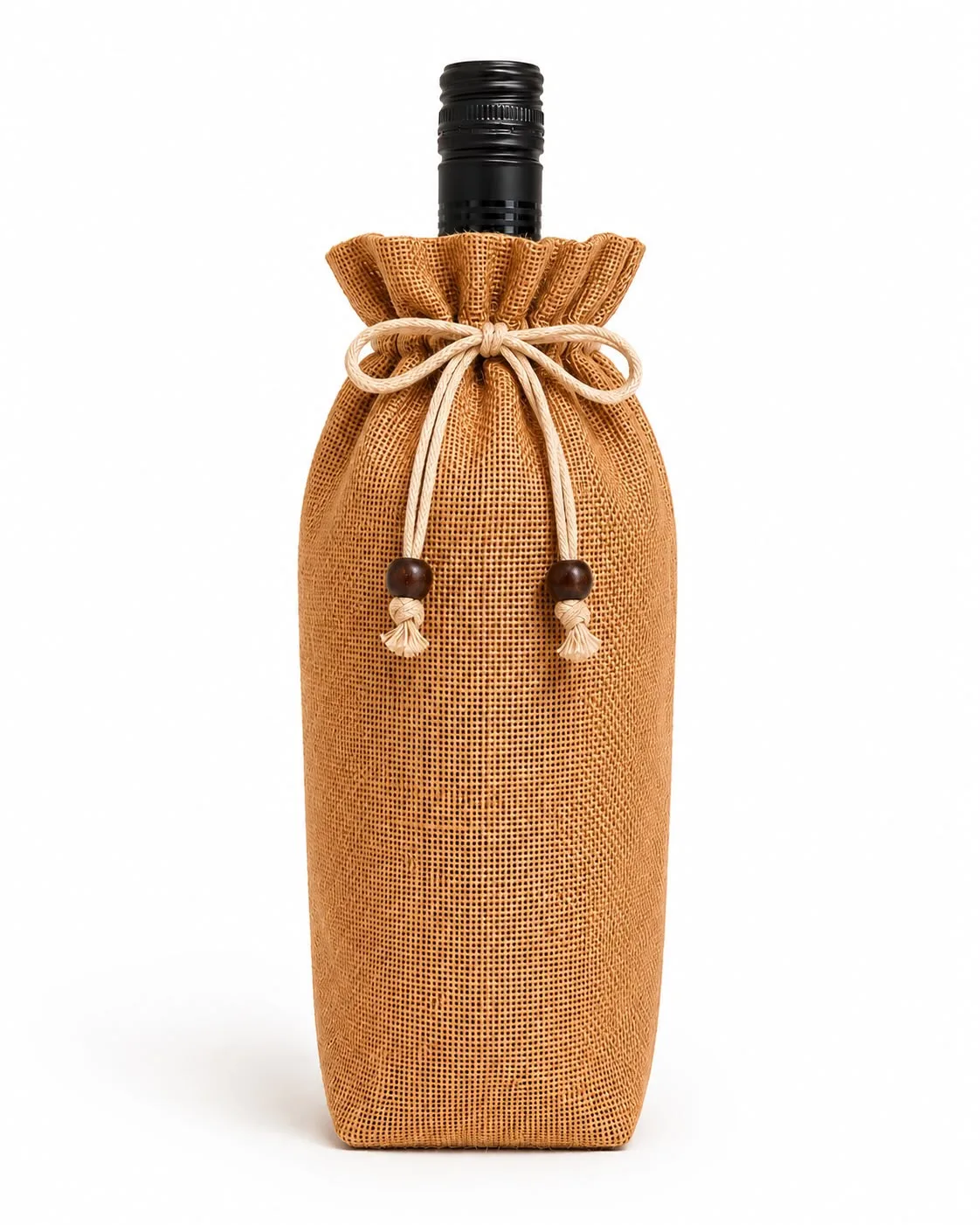 Jute drawstring bottle bag