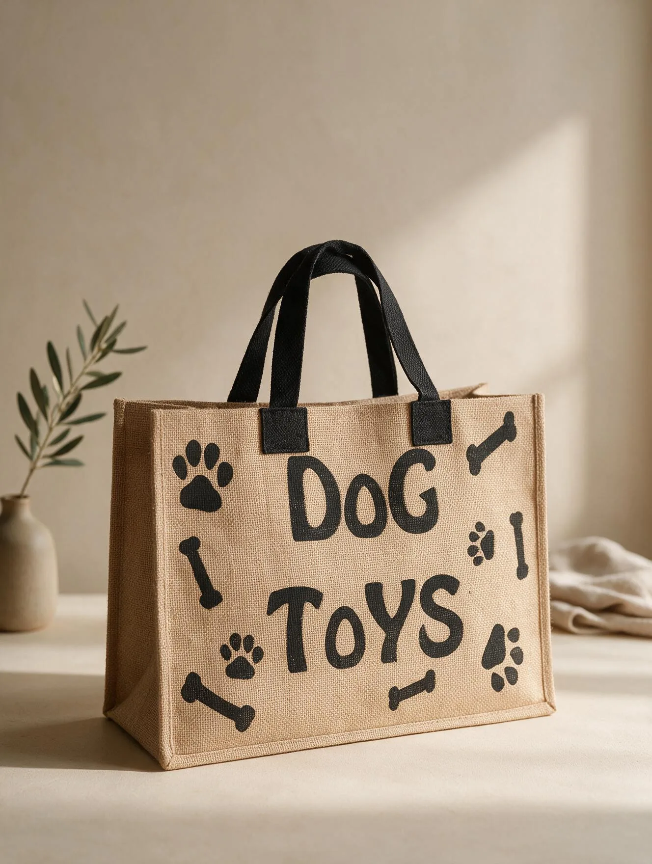 Jute dog toys bag