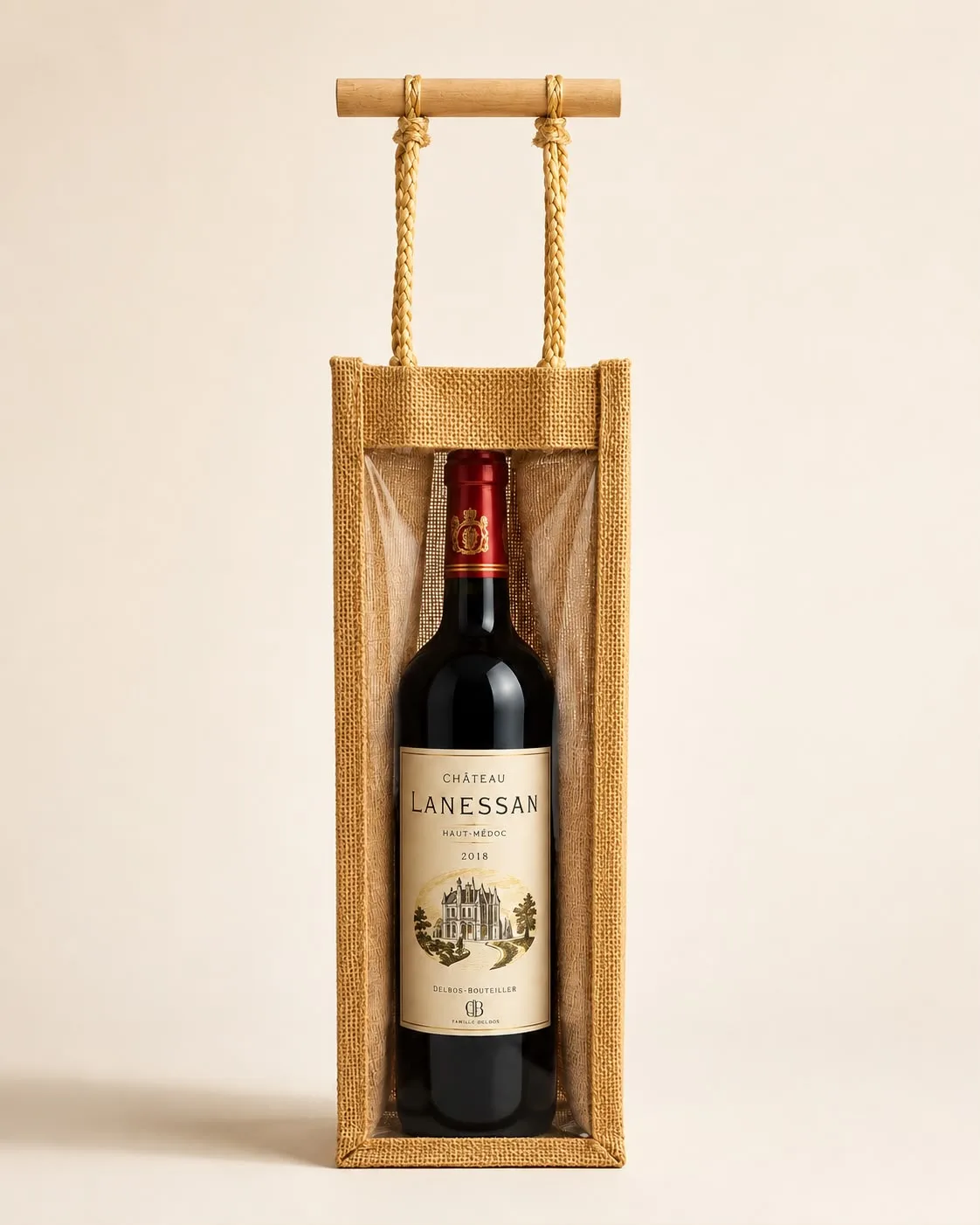 Jute single bottle wine bag