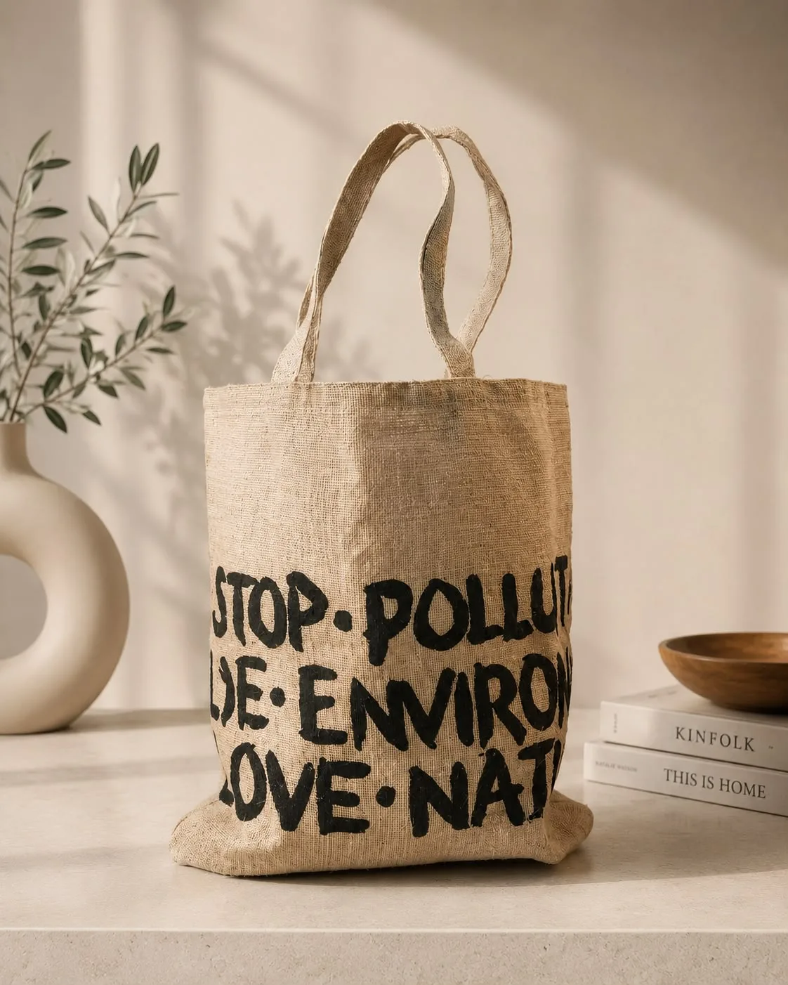 Jute anti - pollution grocery tote
