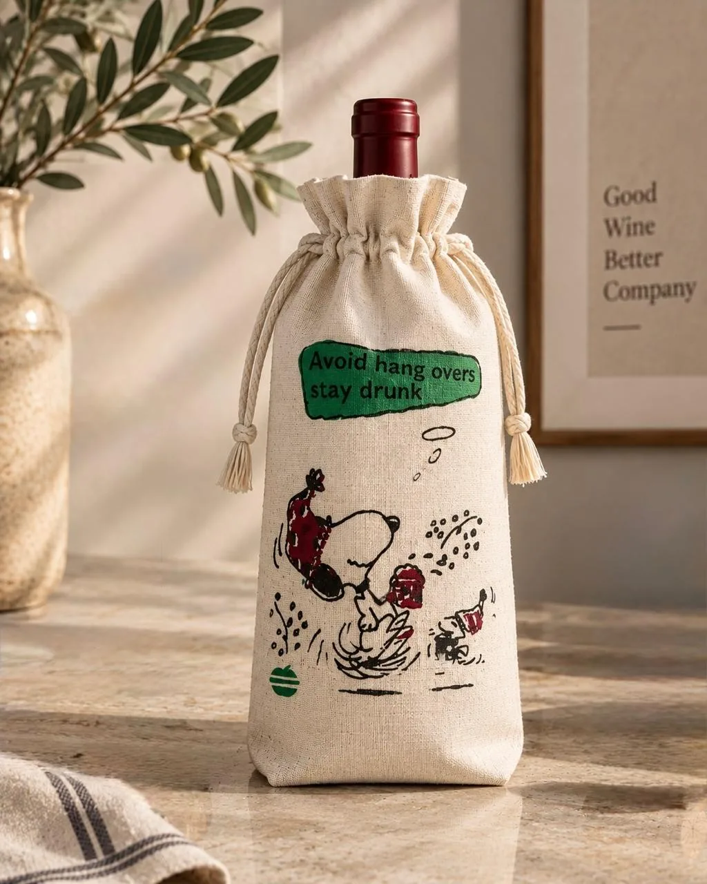 Canvas printed bottle bag